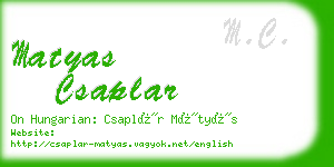 matyas csaplar business card